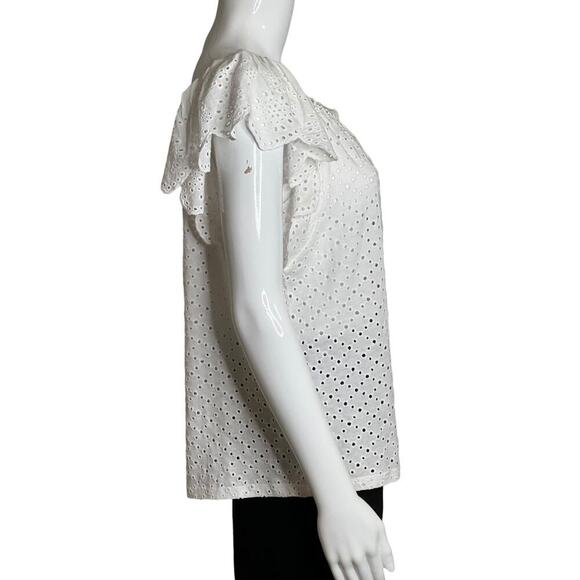 Joie Embroidered Blouse White Ruffles sleeve Size XS short Sleeve NWT - Picture 6 of 12